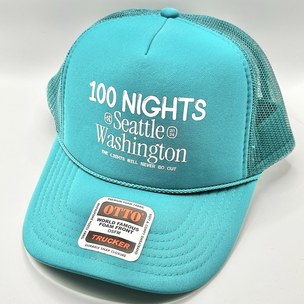 100 Nights‎ Seattle Washington Rope Foam Trucker Hat Cap Snapback Adjustable